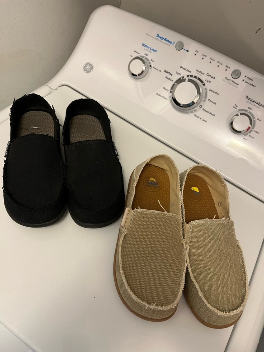 Casual Slip-On Canvas Loafers in Black and Tan